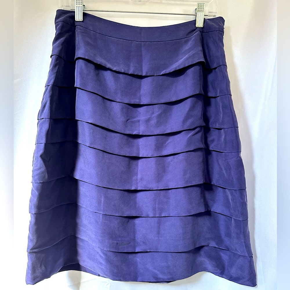 NWOT BODEN TIERED RAW SILK SKIRT ROYAL BLUE sz 8